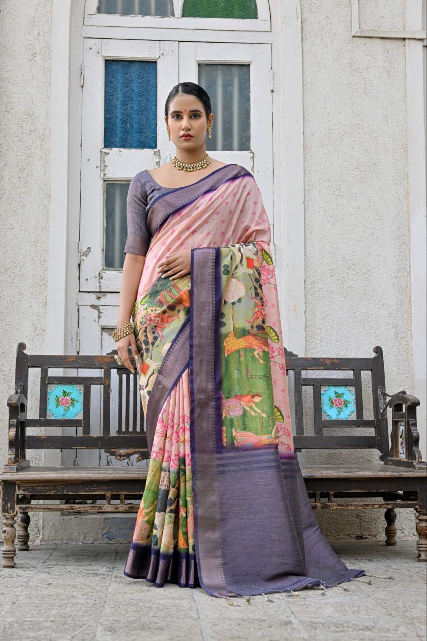 Traditional Soft Bhagalpuri Silk Saree