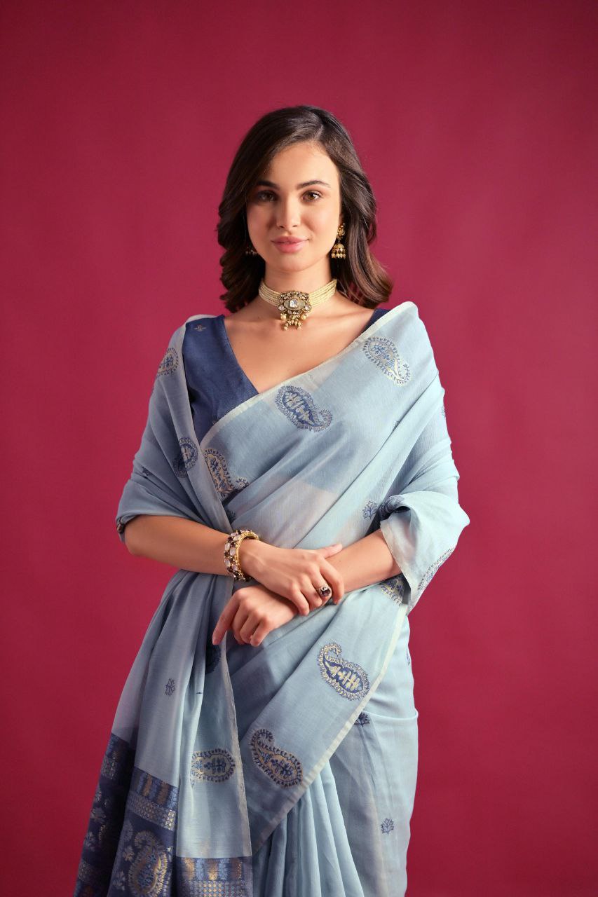 Sky Traditional Soft Mul Cotton Saree