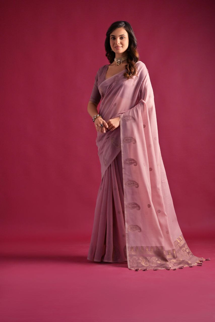 Wine Traditional Soft Mul Cotton Saree