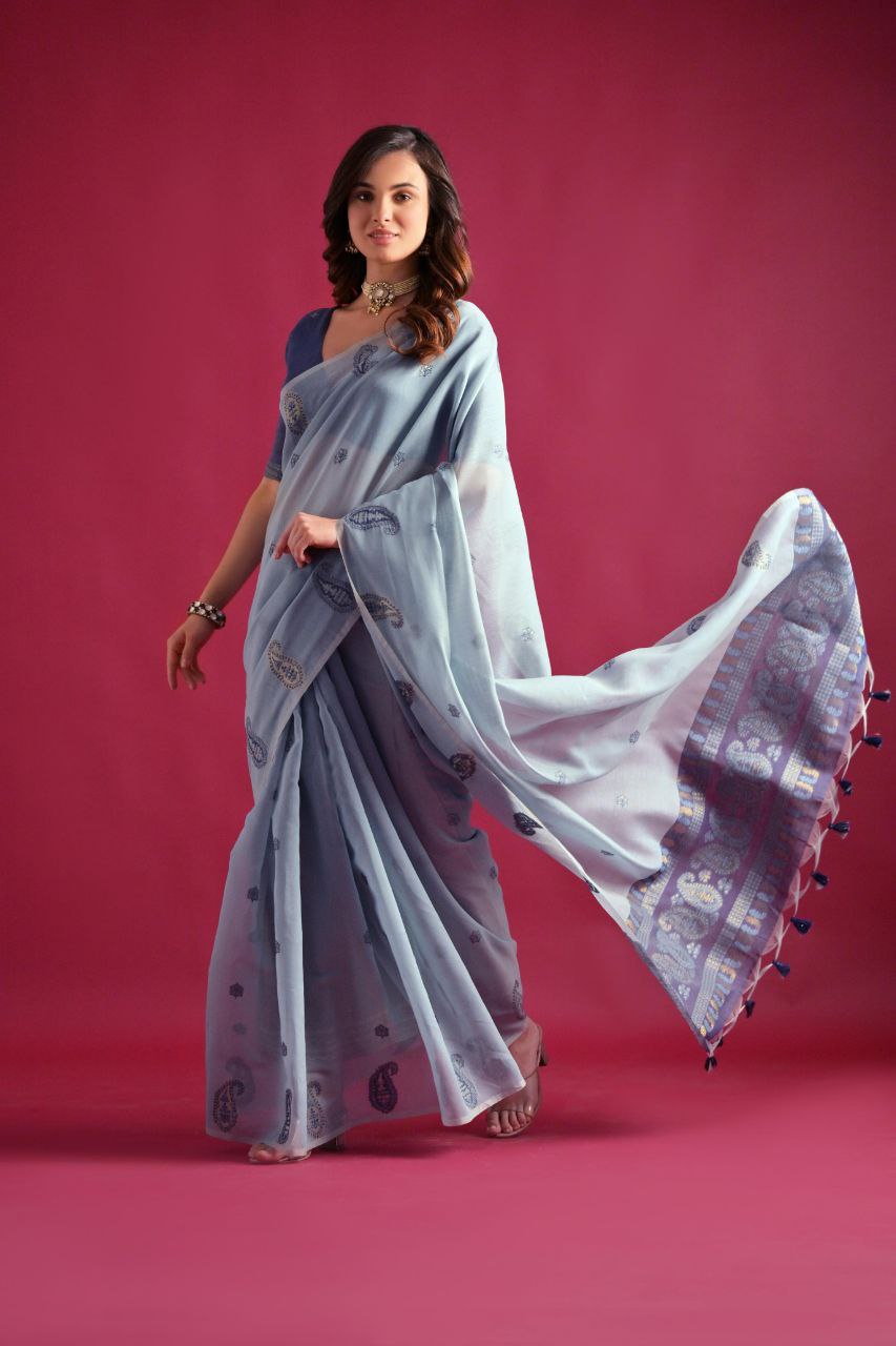 Sky Traditional Soft Mul Cotton Saree