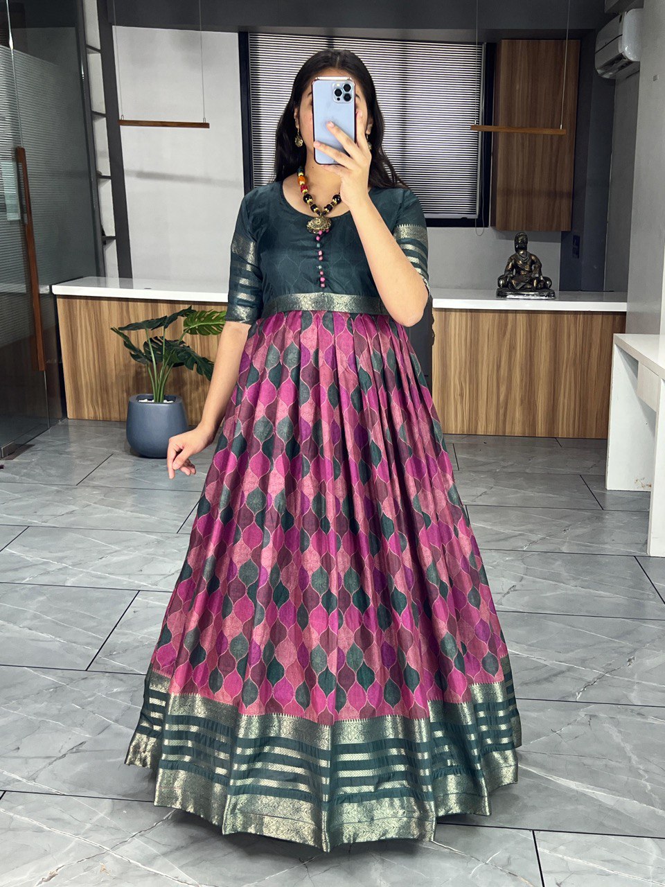 Traditional Soft Silk Gown Dress