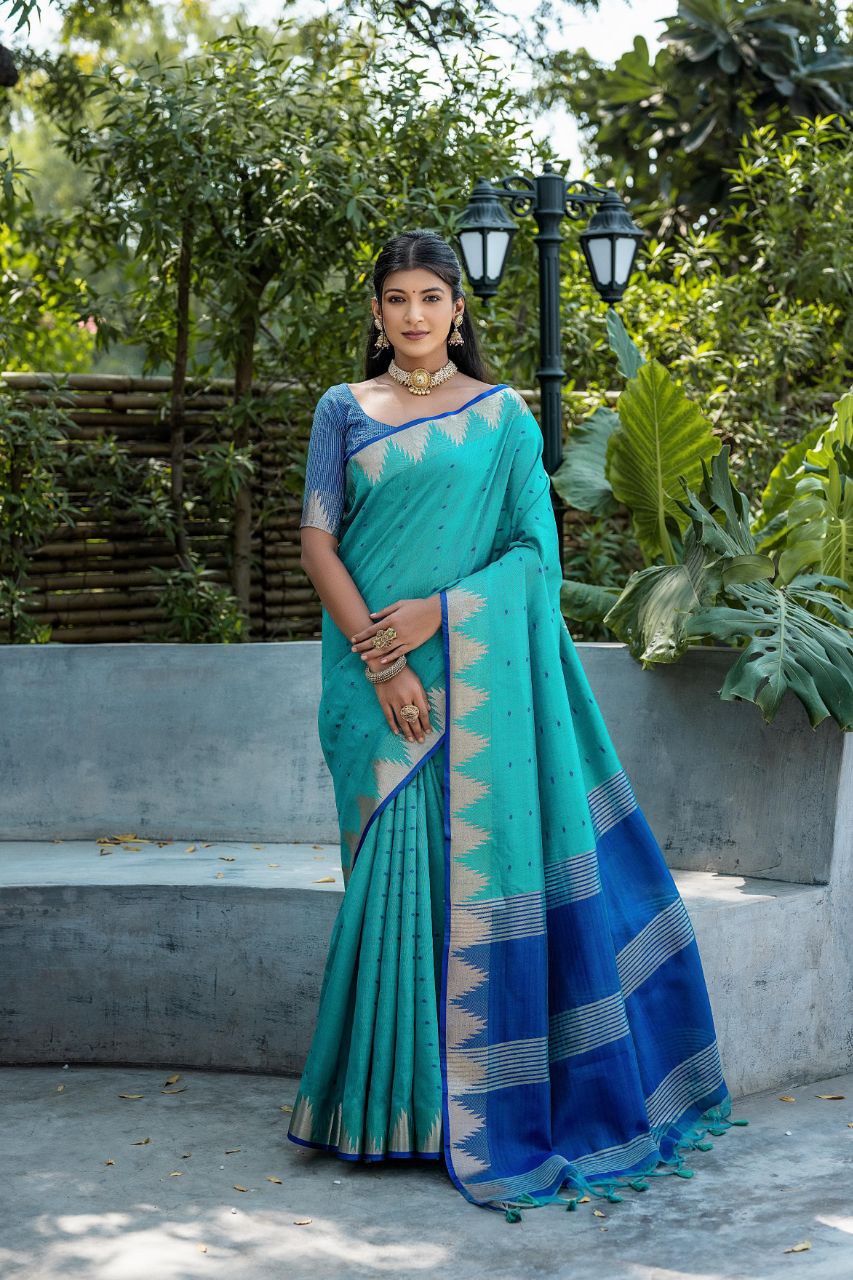 Sky Traditional Tussar Silk Saree