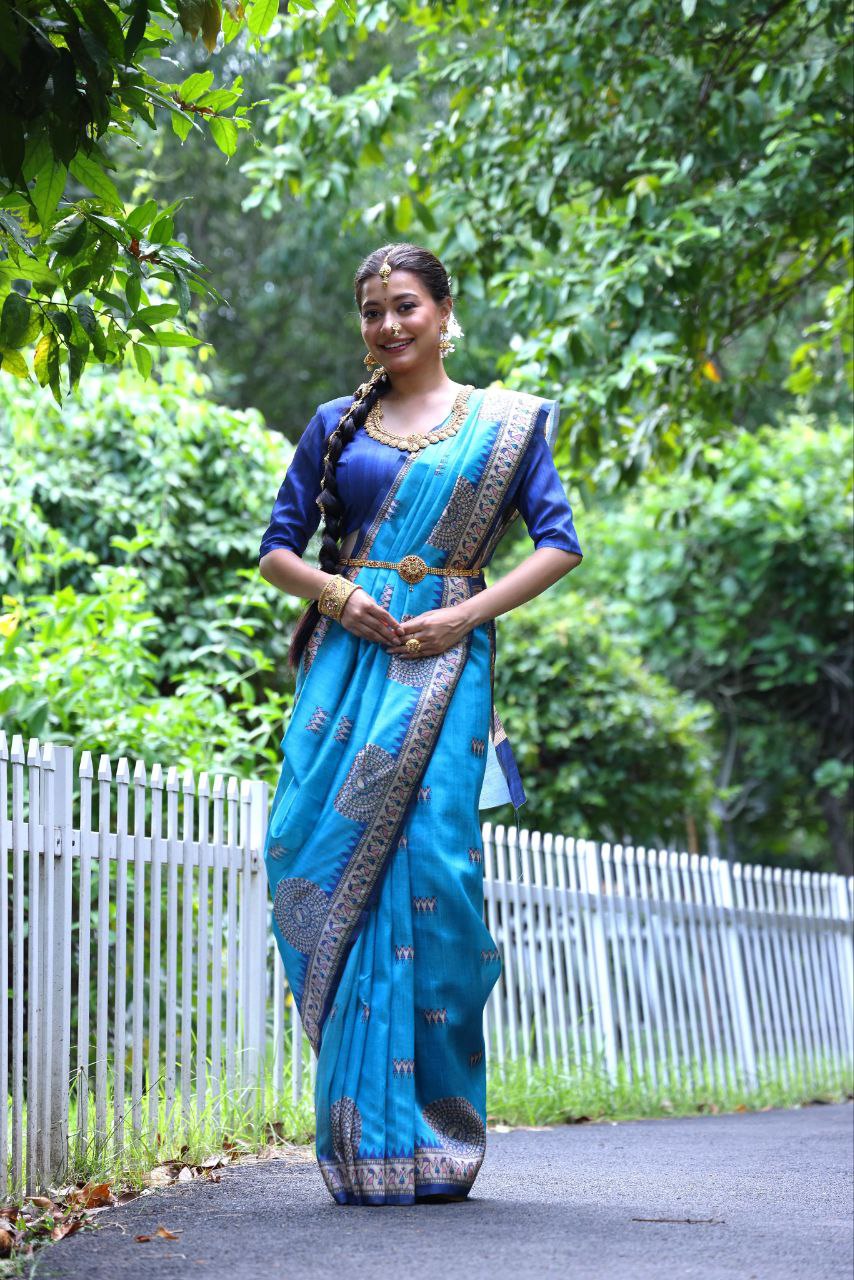 Sky Traditional Tussar Silk Saree