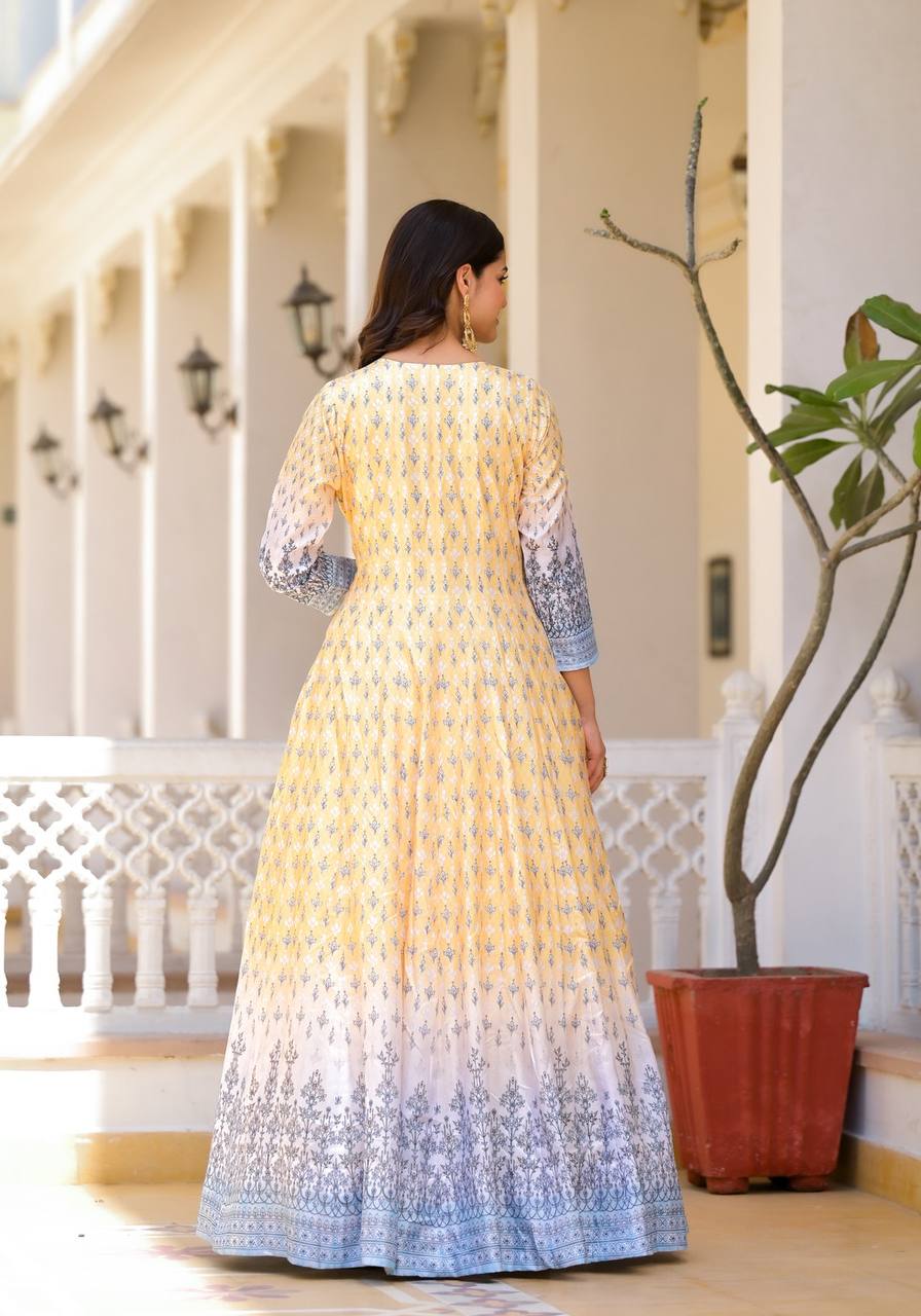 Traditional Wedding Wear Dola Silk Gown