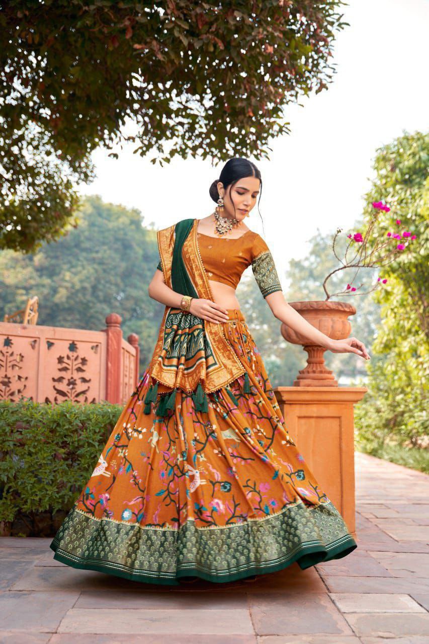 Traditional Wedding Wear Tussar Silk Lehenga