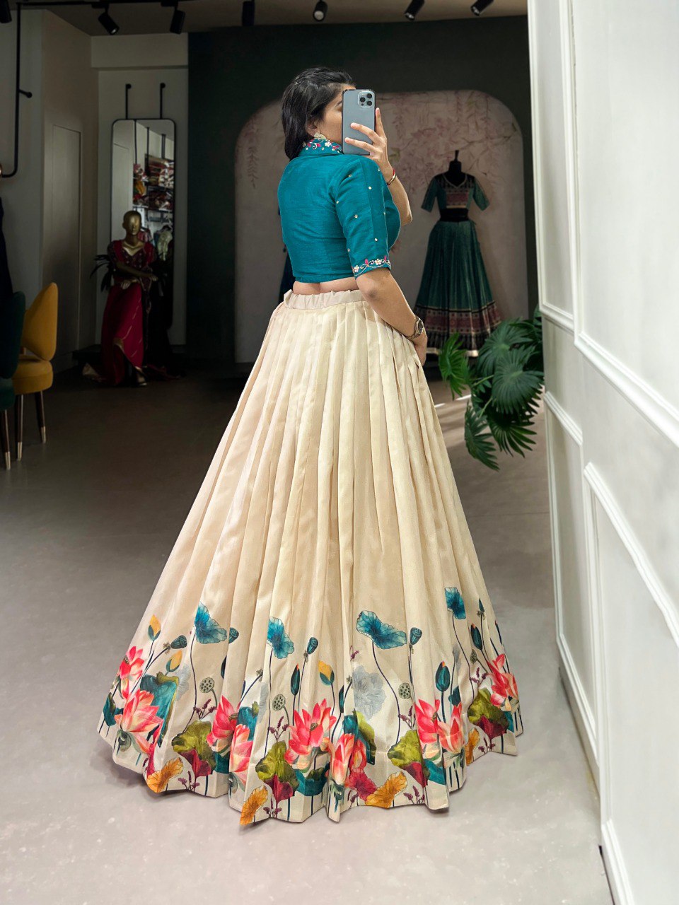 Traditional Wedding Wear Tussar Silk Lehenga