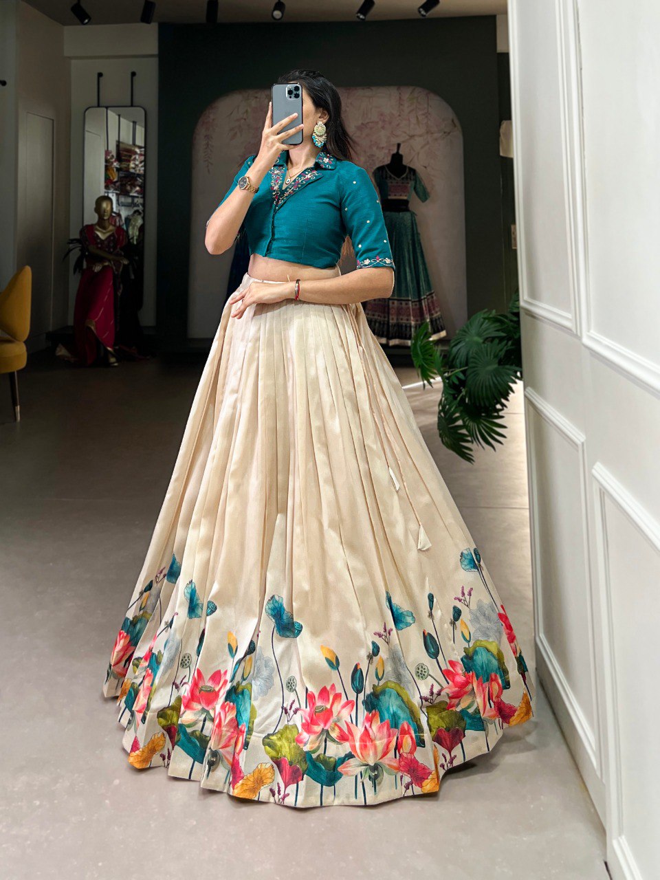 Traditional Wedding Wear Tussar Silk Lehenga