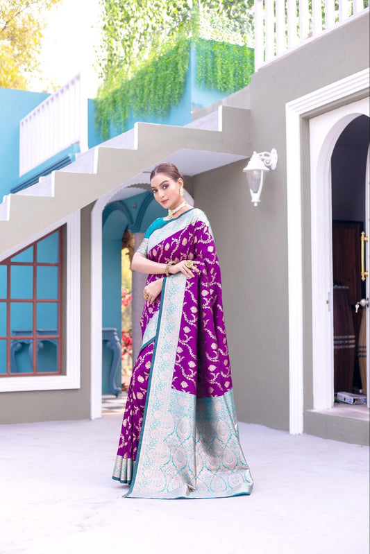 Wedding Wear Banarasi Semi Satin Saree