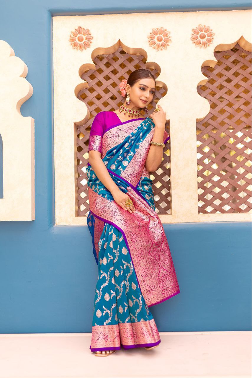 Wedding Wear Banarasi Semi Satin Saree