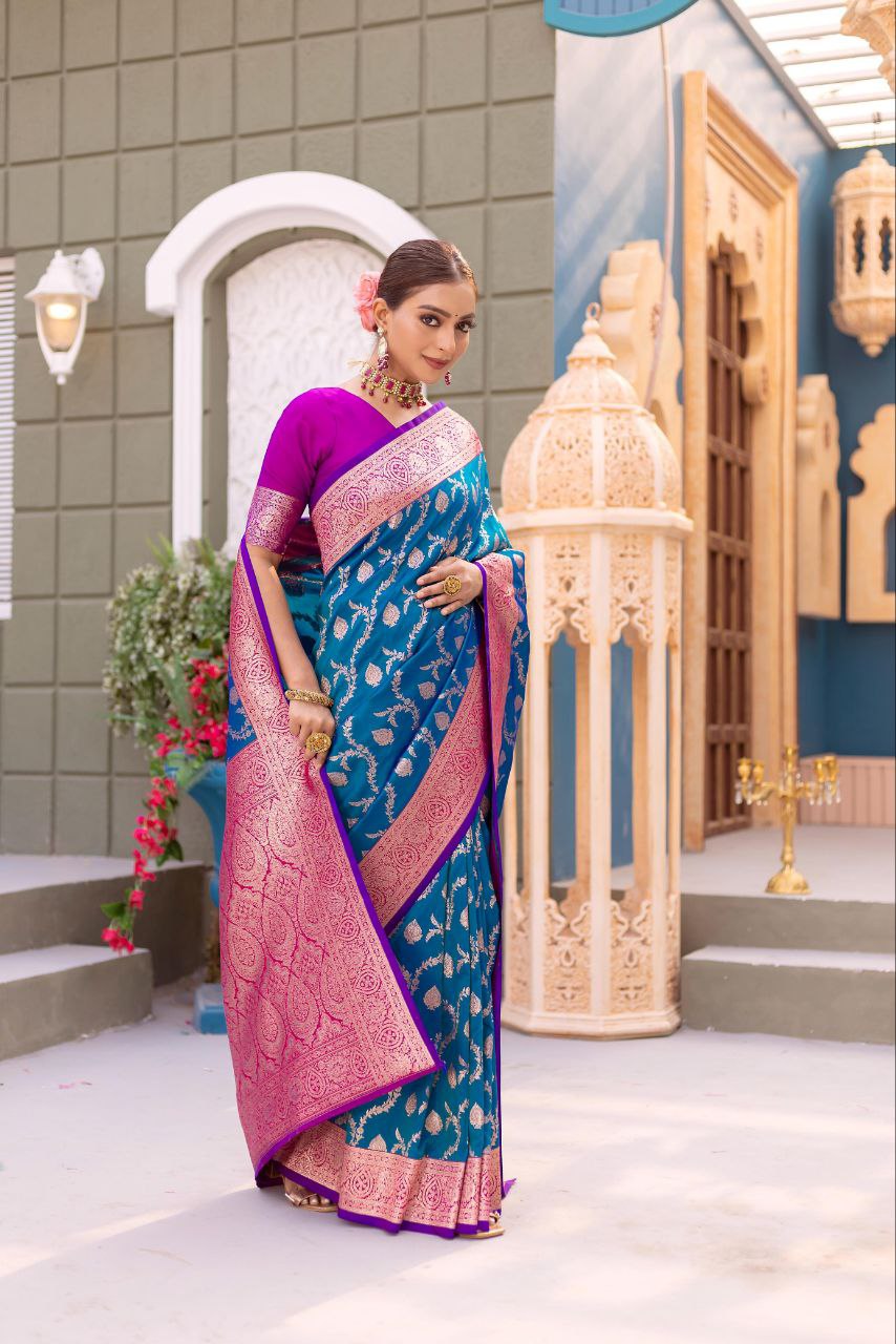 Wedding Wear Banarasi Semi Satin Saree