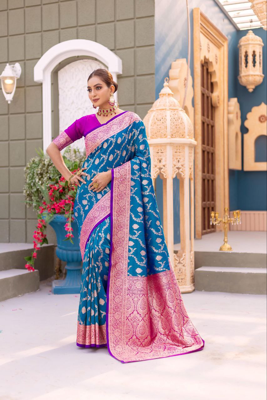 Wedding Wear Banarasi Semi Satin Saree