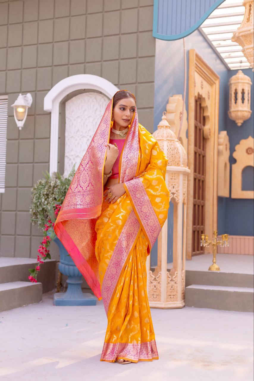 Wedding Wear Banarasi Semi Satin Saree