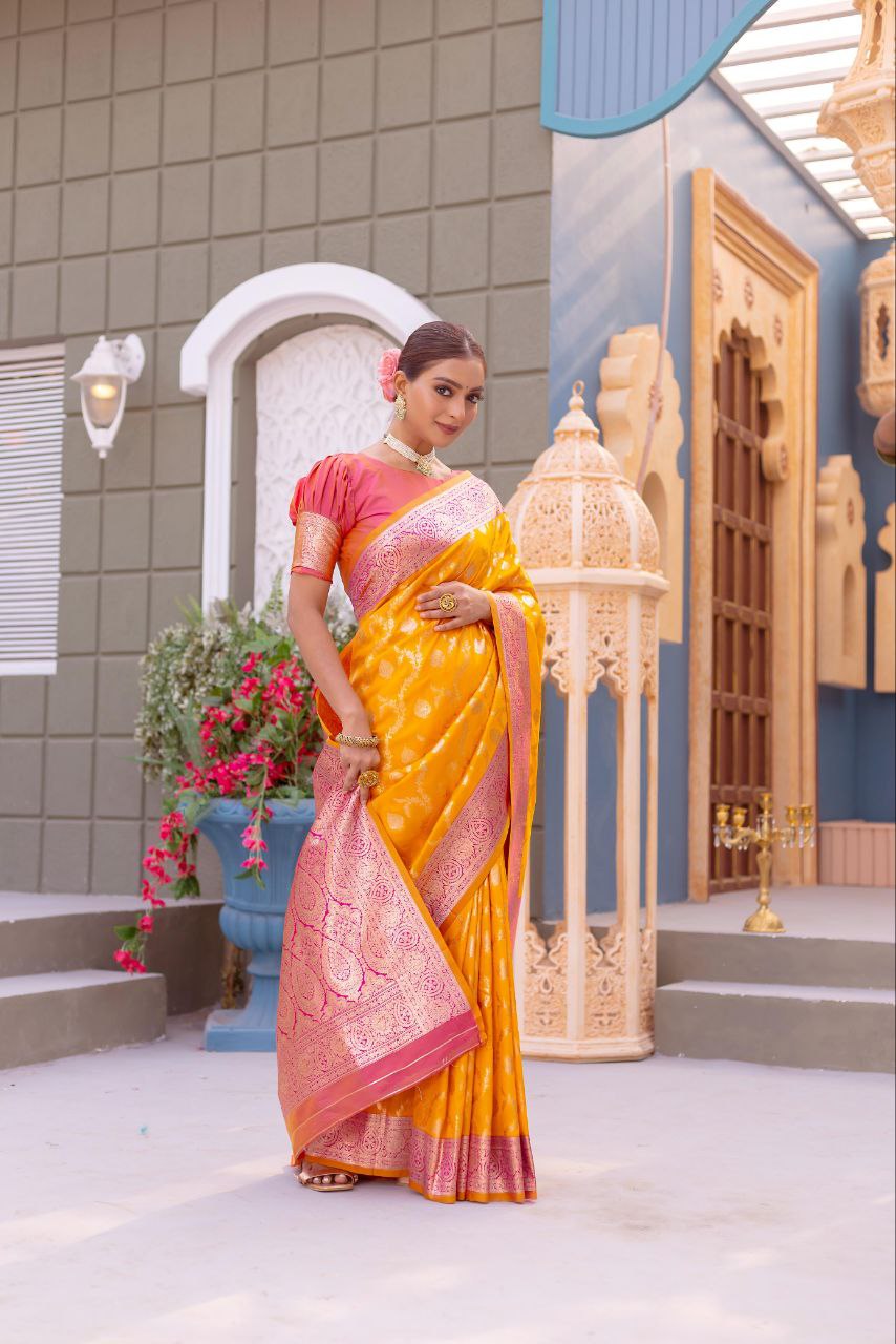 Wedding Wear Banarasi Semi Satin Saree