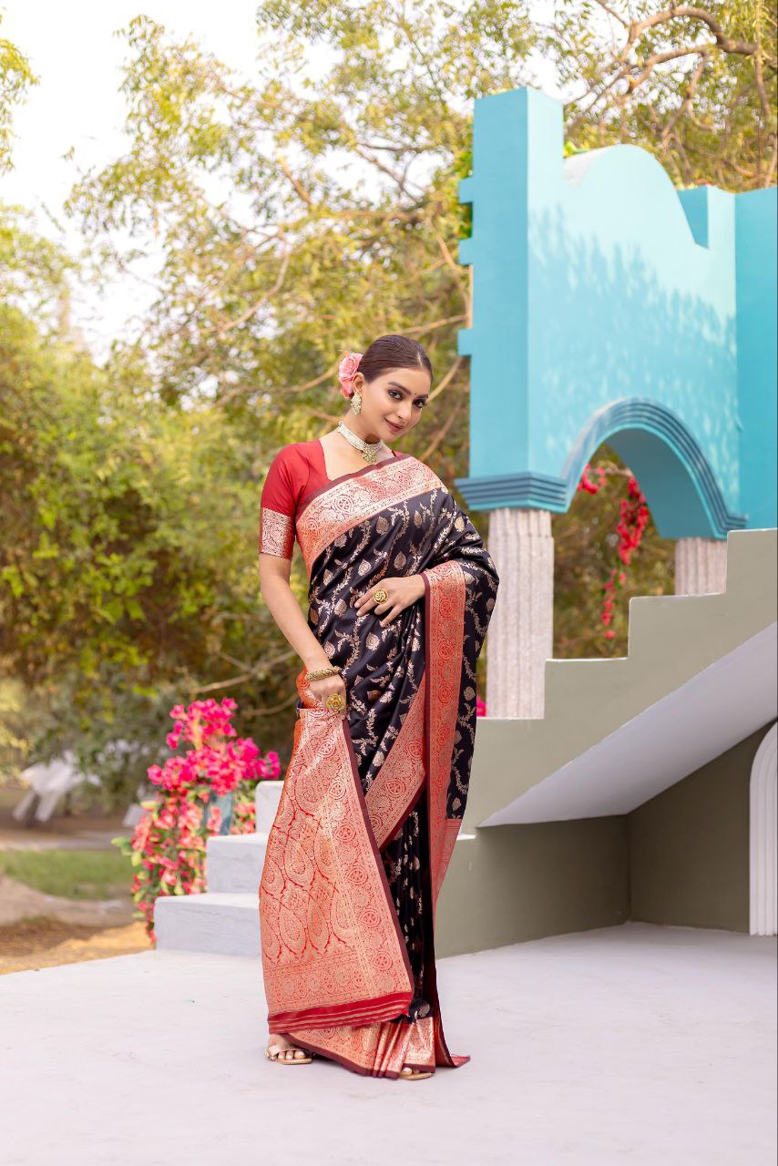 Wedding Wear Banarasi Semi Satin Saree