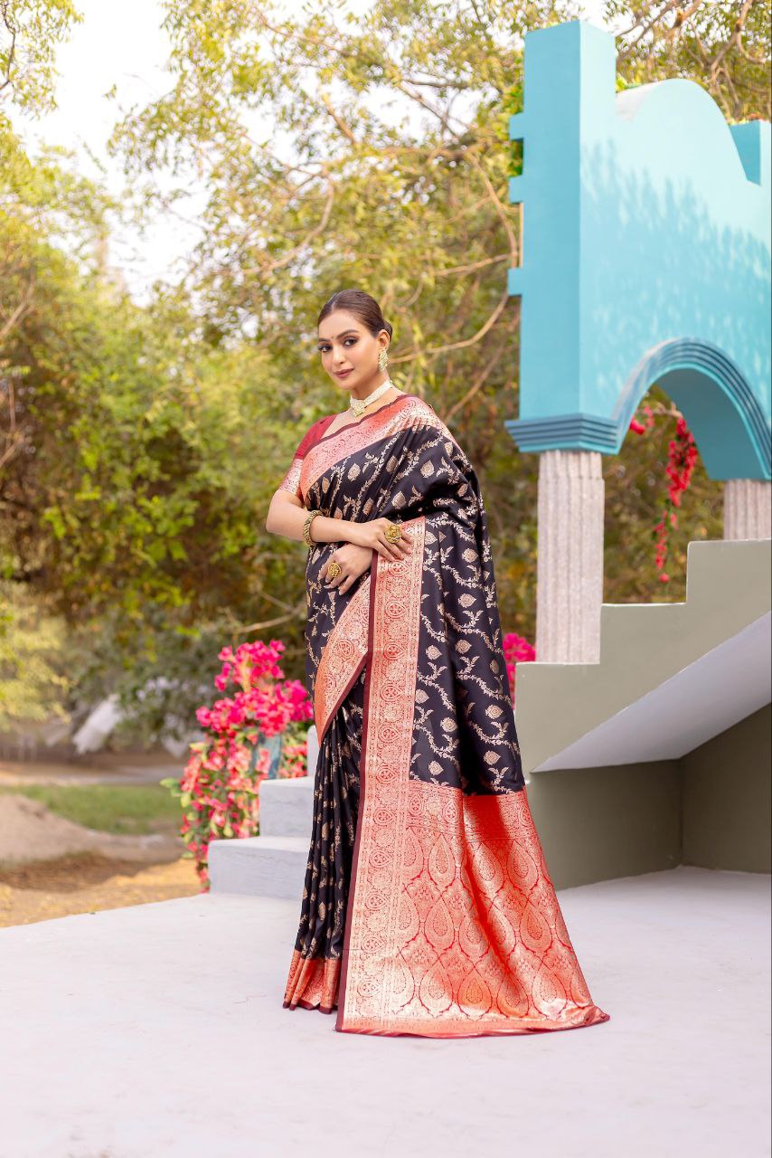 Wedding Wear Banarasi Semi Satin Saree