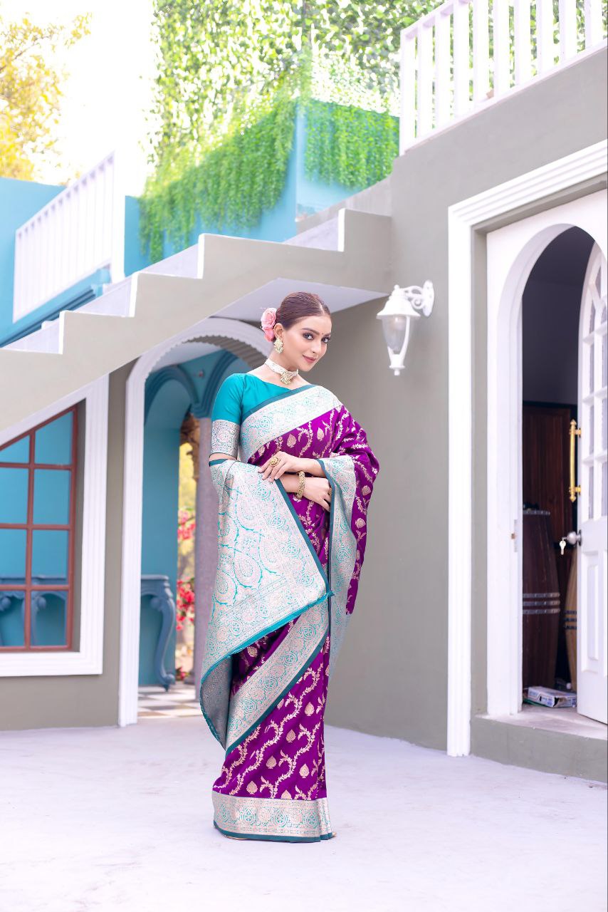 Wedding Wear Banarasi Semi Satin Saree