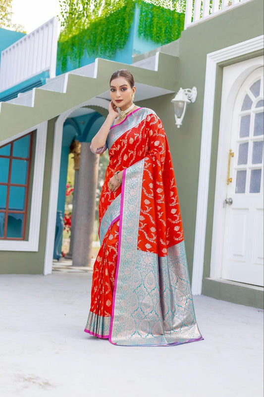 Wedding Wear Banarasi Semi Satin Saree