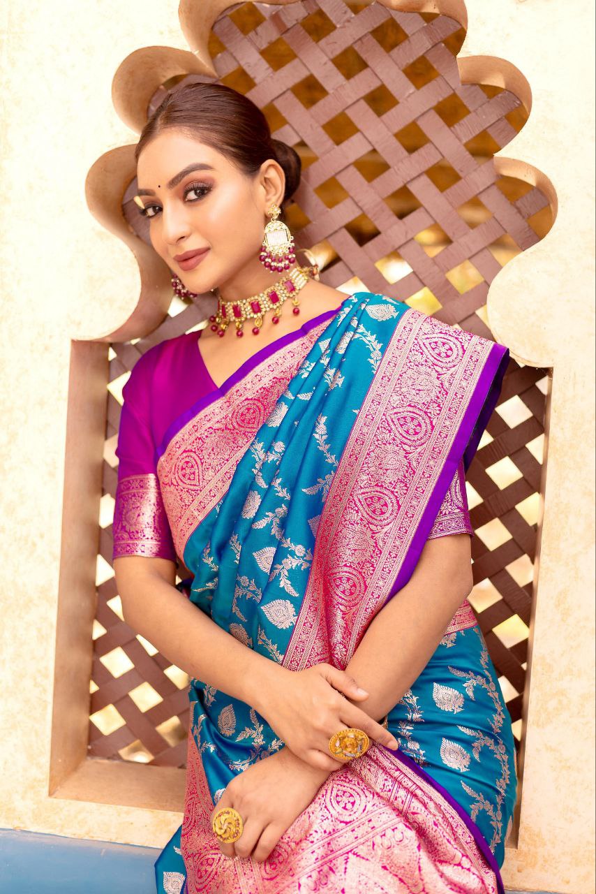 Wedding Wear Banarasi Semi Satin Saree