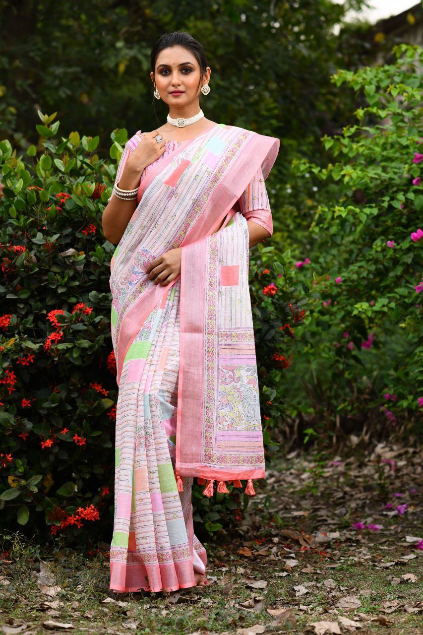 Wedding Wear Linen Saree