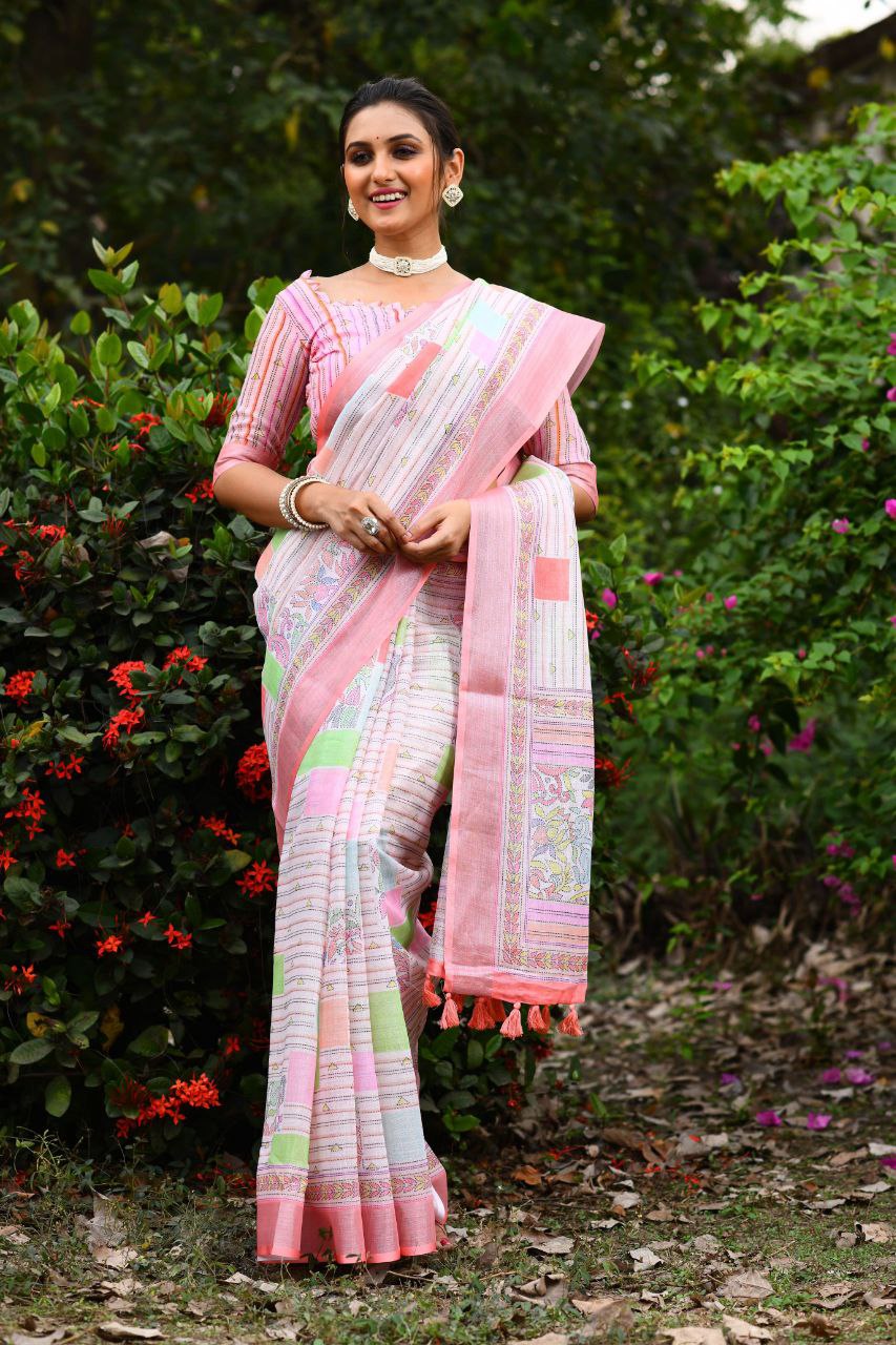 Wedding Wear Linen Saree