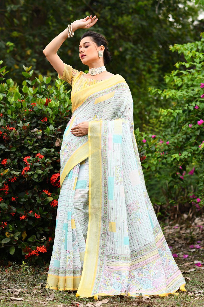 Wedding Wear Linen Saree