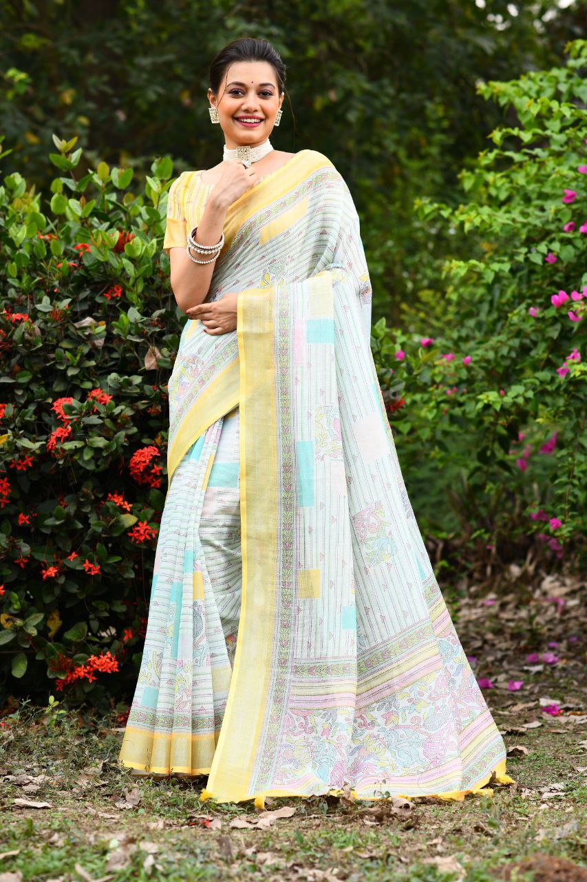 Wedding Wear Linen Saree