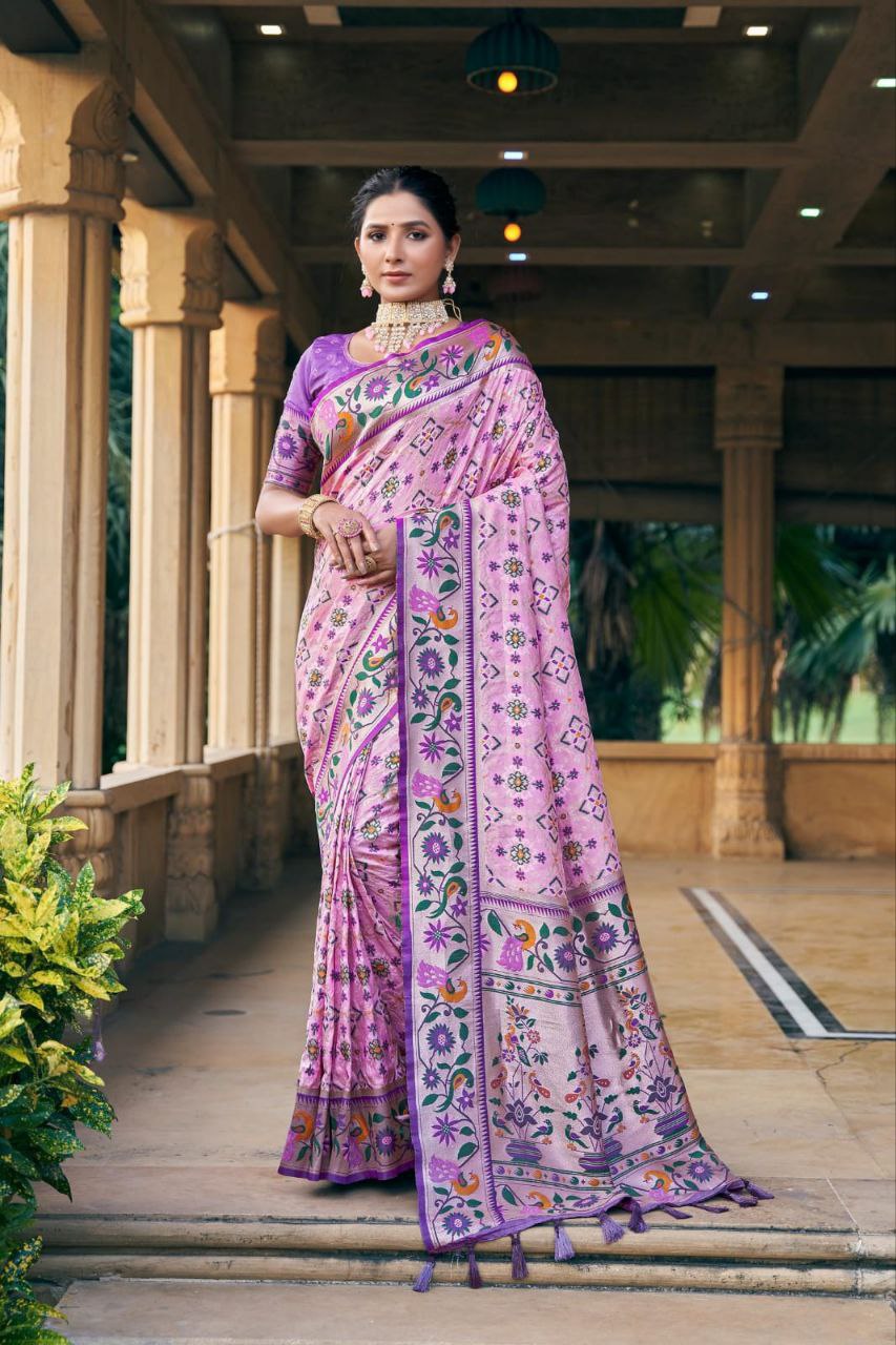 Pink Wedding Wear Paithani Silk Saree