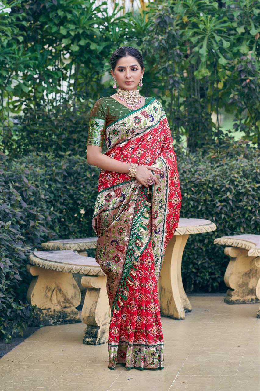 Red Wedding Wear Paithani Silk Saree