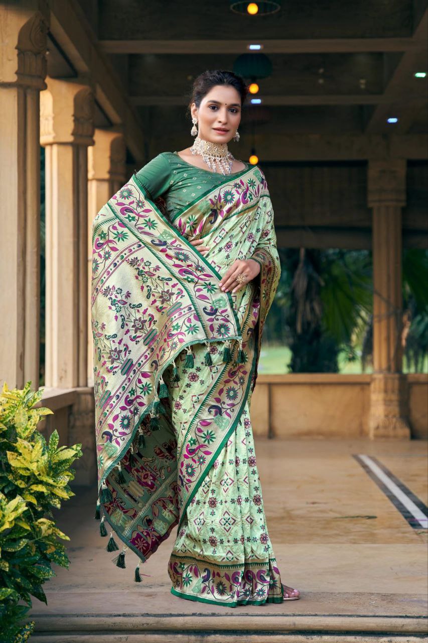 Pista Wedding Wear Paithani Silk Saree