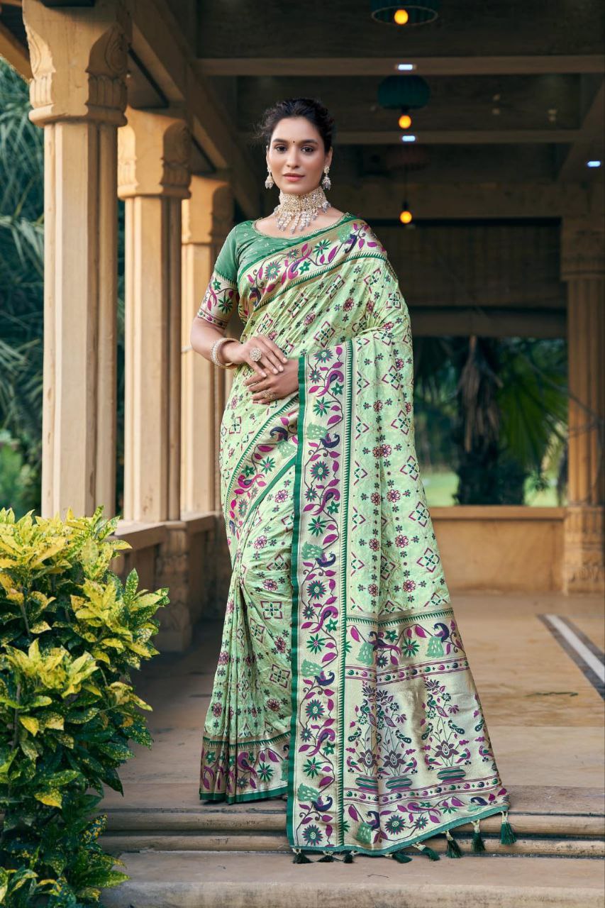 Pista Wedding Wear Paithani Silk Saree