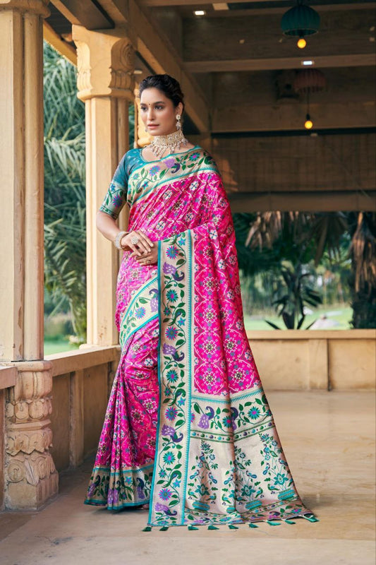 Rani Pink Wedding Wear Paithani Silk Saree