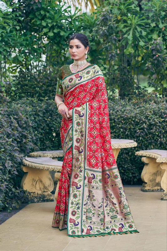 Red Wedding Wear Paithani Silk Saree