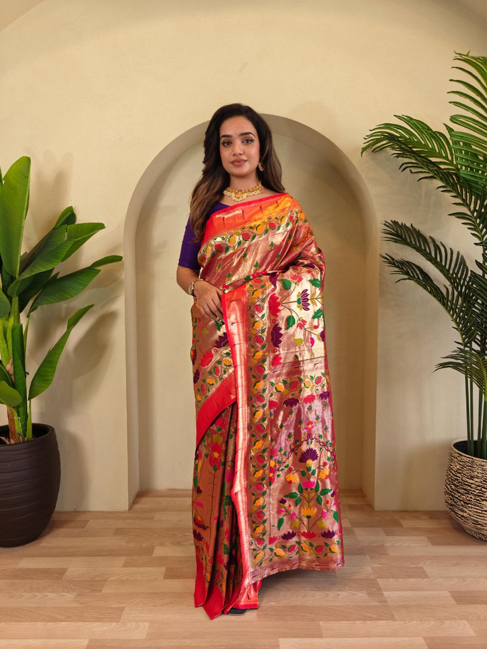 Wedding Wear Paithani Silk Saree In Multicolor