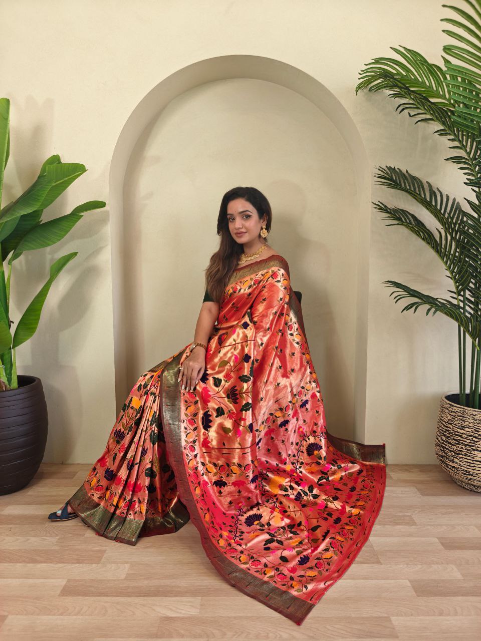 Wedding Wear Paithani Silk Saree In Multicolor