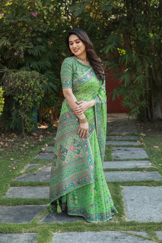 Green Wedding Wear Pashmina Saree