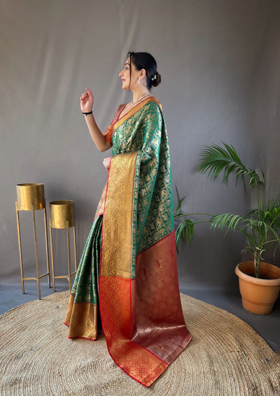 Green Wedding Wear Pattu Silk Saree