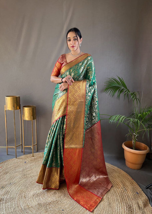 Green Wedding Wear Pattu Silk Saree