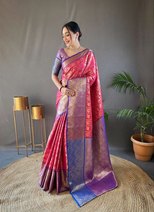 Pink Wedding Wear Pattu Silk Saree