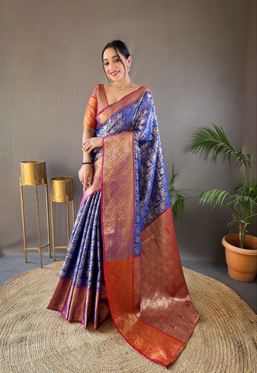 Blue Wedding Wear Pattu Silk Saree