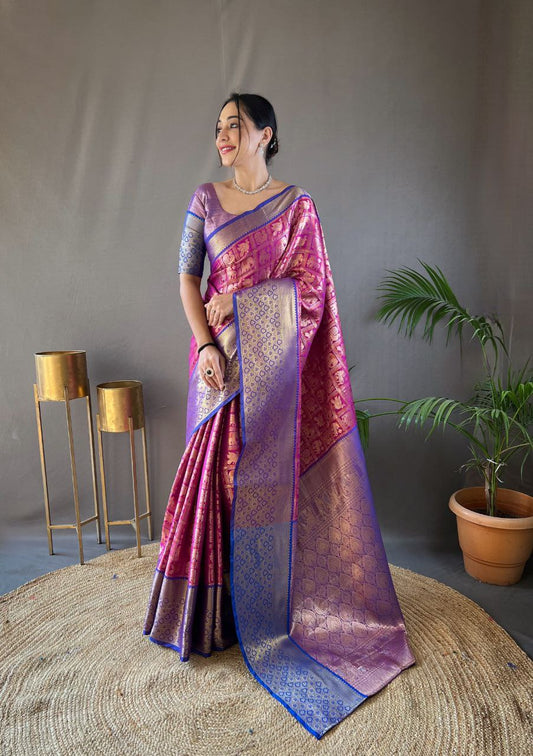 Magenta Wedding Wear Pattu Silk Saree