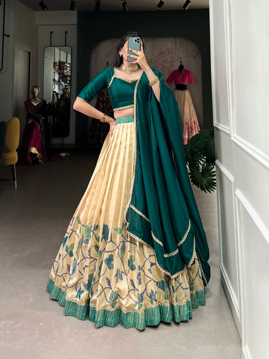 Teal Green Wedding Wear Silk Lehenga