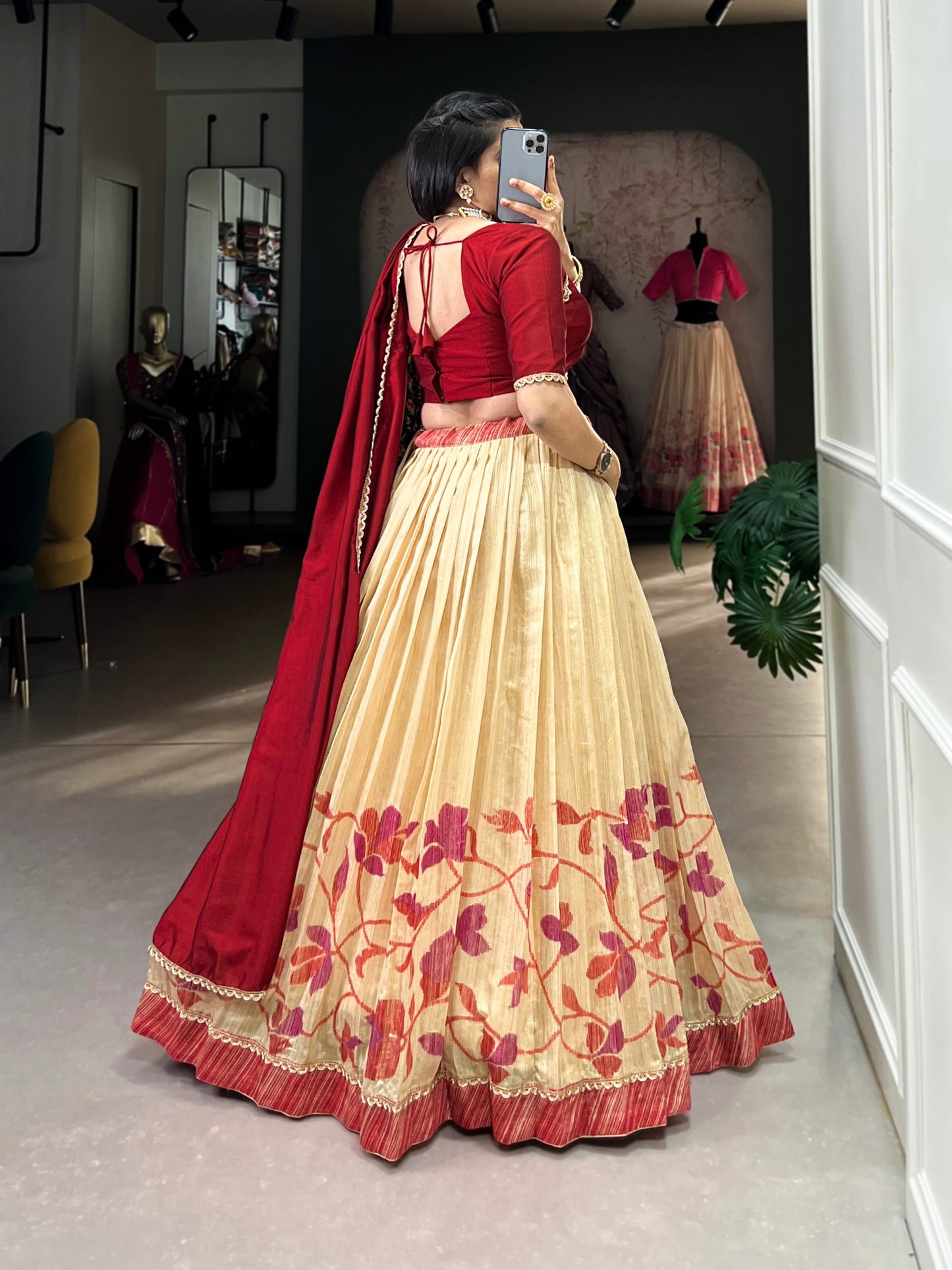 Maroon Wedding Wear Silk Lehenga