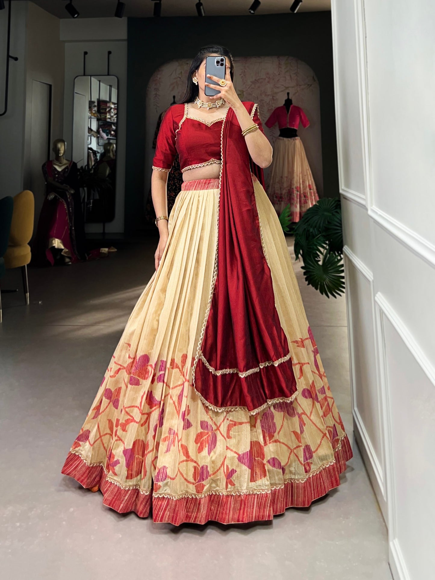 Maroon Wedding Wear Silk Lehenga