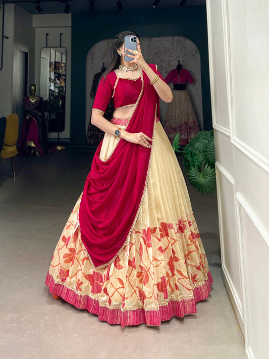 Rani Pink Wedding Wear Silk Lehenga