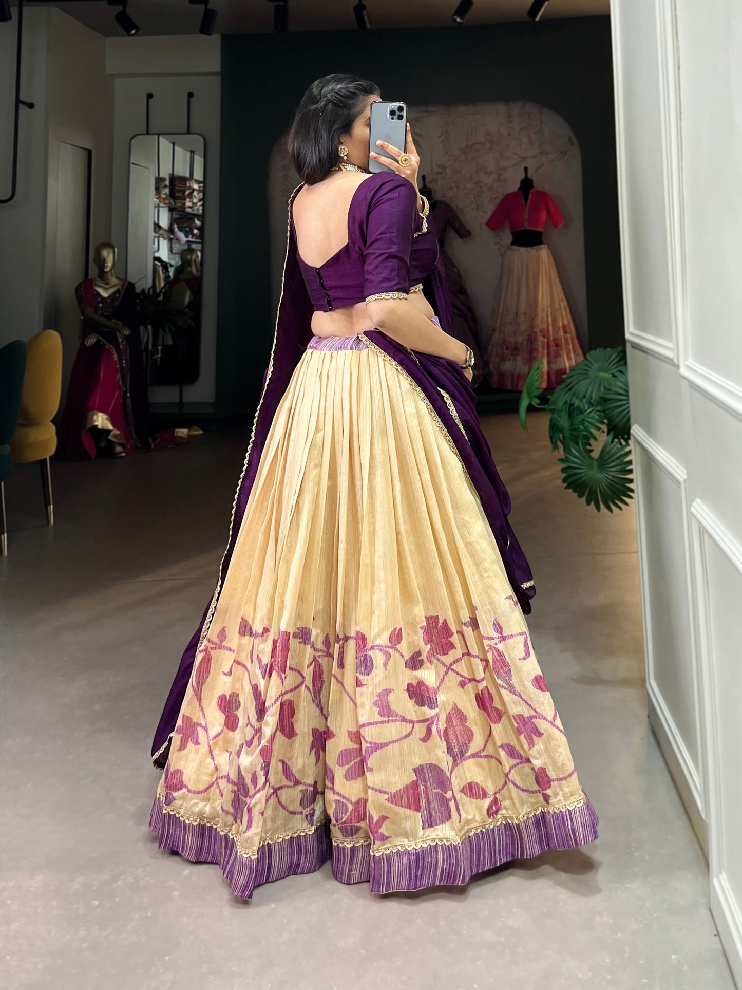 Purple Wedding Wear Silk Lehenga