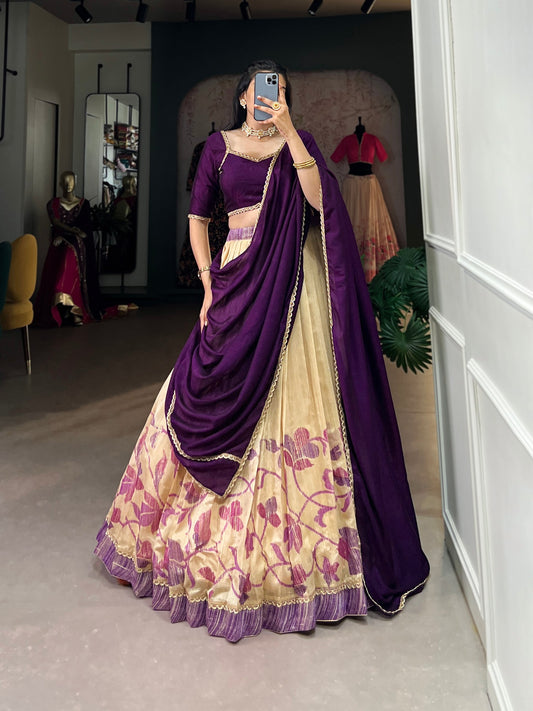 Purple Wedding Wear Silk Lehenga