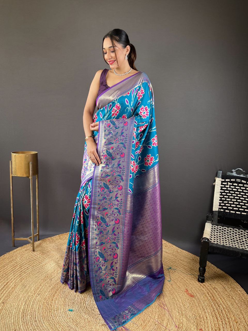 Sky Wedding Wear Silk Saree