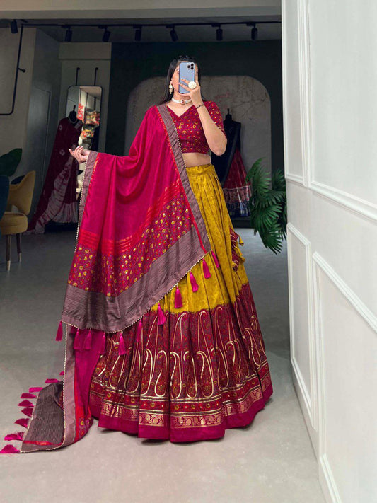 Wedding Wear Tussar Silk Lehenga