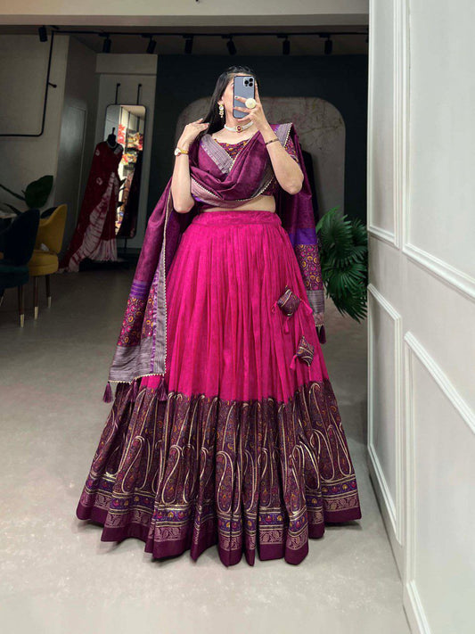 Wedding Wear Tussar Silk Lehenga