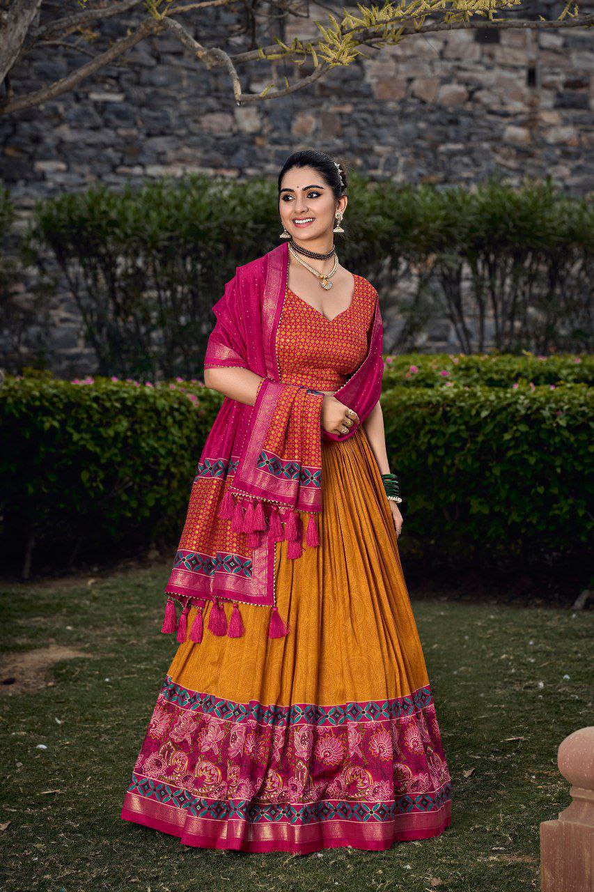 Wedding Wear Tussar Silk Lehenga